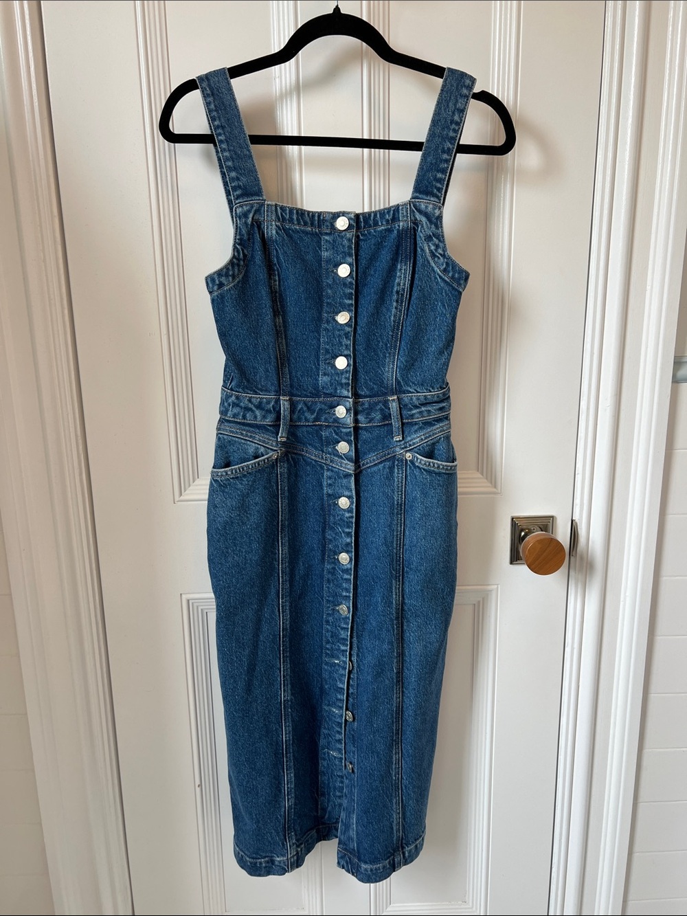 Rails Blue Denim Button-Front Denim / Jean Dress
